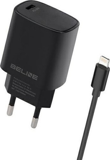 Picture of adowarka Beline Beline ad. siec. 1x USB-C 20W + kabel lightning czarna /black PD 3.0  BLNCB20L