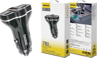 Attēls no adowarka Dudao adowarka samochodowa Dudao R78 78W USB-C PD / 2xUSB-A QC - czarna