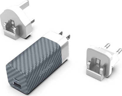 Изображение adowarka Energizer Energizer Ultimate - adowarka sieciowa Multiplug EU / UK / US GaN USB-C & USB-A 65W PD (Srebrny)