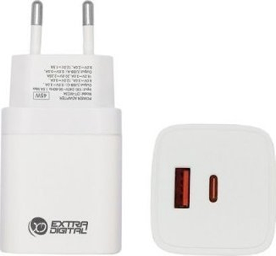 Изображение adowarka Extra Digital Kroviklis EXTRA DIGITAL GaN USB Type-C, USB Type-A: 45W, PPS