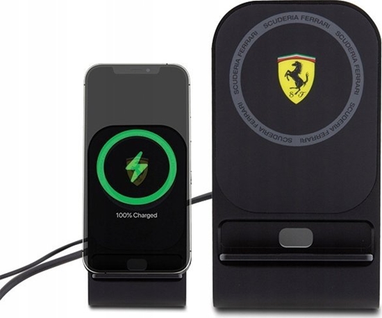 Изображение adowarka Ferrari Ferrari MagSafe Desk Charger with Stand - adowarka indukcyjna MagSafe 15W na biurko (czarny)