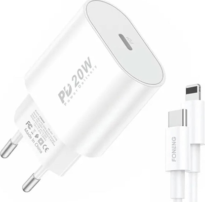 Picture of Foneng Fast charger Foneng 1x USB PD 3.0 EU39 + USB C to Lightning