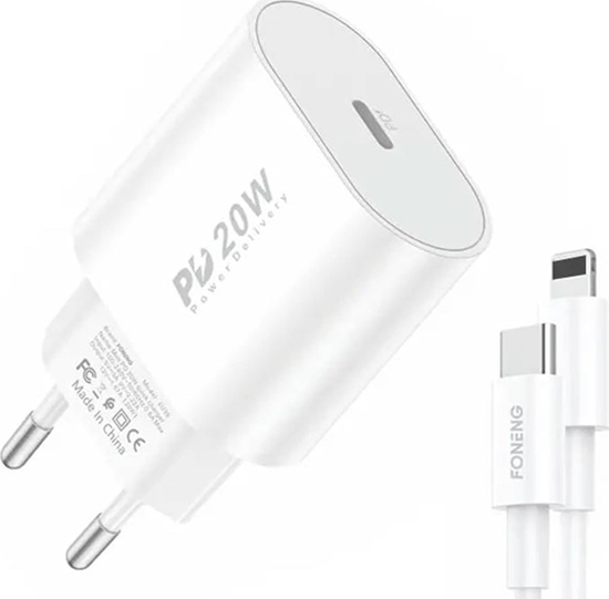 Picture of Foneng Fast charger Foneng 1x USB PD 3.0 EU39 + USB C to Lightning