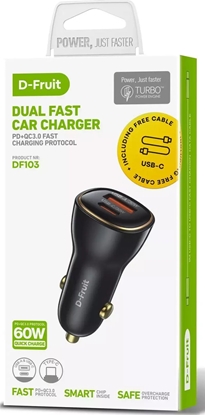 Picture of adowarka Kaku D-Fruit car charger USB-A + USB-C 60W (DF103)
