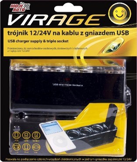 Picture of adowarka Libox TRÃJNIK 12/24V NA KABLU Z GNIAZDEM USB