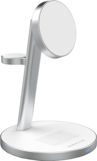 Picture of adowarka Mobile Origin Qi2 PowerStand  3in1 with GAN adapter 35W, white/silver