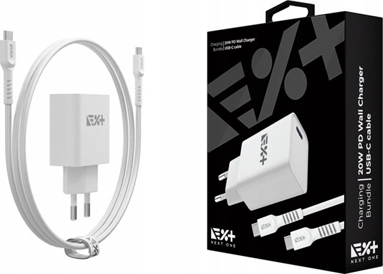 Picture of adowarka NEXT ONE NEXT ONE adowarka sieciowa 20W PD 1xUSB-C z kablem USB-C white