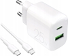 Picture of adowarka sieciowa Puro PROLITE 25W USB-A / USB-C + kabel USB-C - USB-C 1.2m - biaa