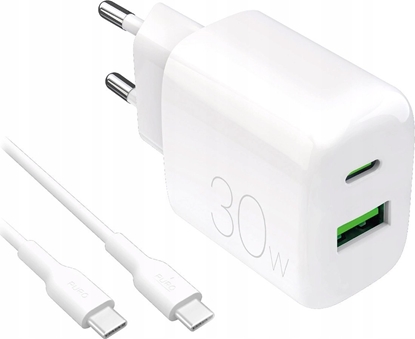 Picture of Puro Puro PROLITE 30W USB-A / USB-C wall charger + USB-C - USB-C cable 1.2m - white