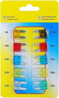 Attēls no Lamex Zestaw bezpiecznikow samochodowych paskich mini, 10 sztuk.