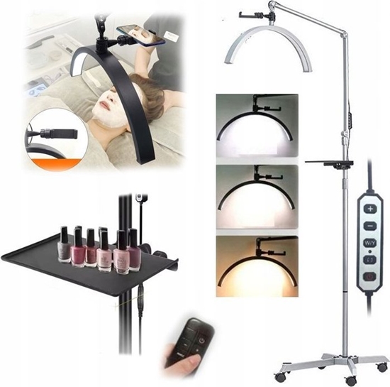 Picture of Lampa Led Kosmetyczna Bezcieniowa Do Makijau Paznokci Rzs + Statyw Jezdny / Gx530r / Biay