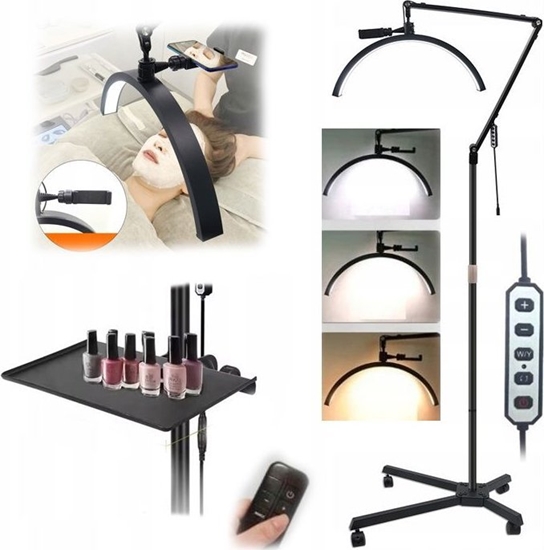 Picture of Lampa Led Kosmetyczna Bezcieniowa Do Makijau Paznokci Rzs + Statyw Jezdny / Gx530r / Czarny