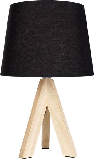 Picture of Lampa stoowa Ambiance Lampa stoowa z kloszem abaurem lampka nocna czarna drewniana 30x14cm