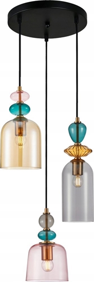Picture of Lampa wiszca Italux Italux Namos PND-27092-3A-MC-BRO lampa wiszca zwis nowoczesna modern metalowa szklany klosz miska 3x40W E27 czarna/multikolor
