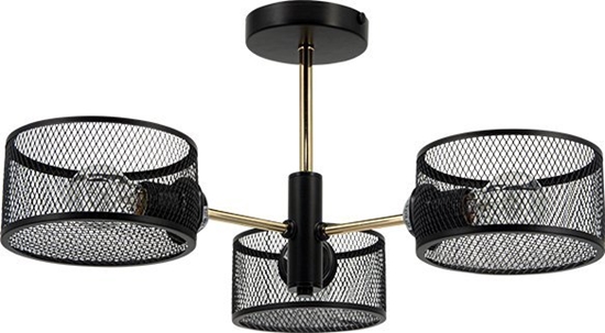 Picture of Lampa wiszca Mdeco Druciana lampa sufitowa ELM1097/3 BL TR nad óko czarna zota