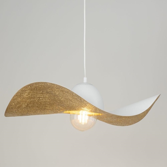 Изображение Lampa wiszca Sigma Zwis nad blat KAPELLO metalowy kapelusz do kuchni biay zoty