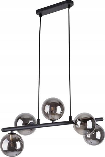 Изображение Lampa wiszca TKKRYWULT Tk Lighting Estera 6707 lampa wiszca zwis modern belka szklane klosze 5x6W G9 czarna/chrom