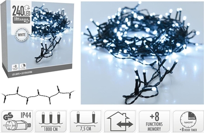 Picture of Lampki choinkowe Koopman Lampki choinkowe acuch wietlny 240 LED timer zimny biay