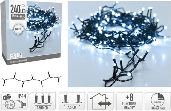 Picture of Lampki choinkowe Koopman Lampki choinkowe acuch wietlny 240 LED timer zimny biay