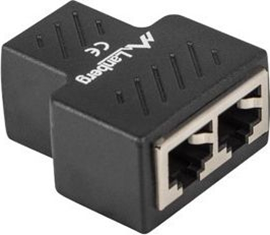 Изображение Lanberg Adapter zczka sieciowa RJ45 - RJ45 x2 ekranowany czarny -AD-RJ45-2RJ45-OS