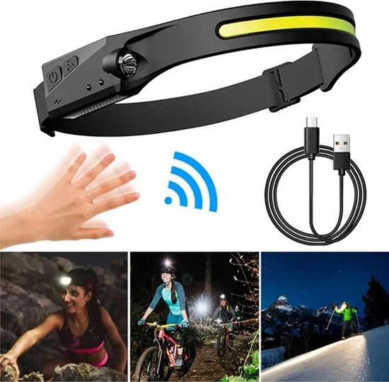 Picture of Latarka czoowa Hurtel Latarka czoowa czoówka LED z czujnikiem ruchu IPX4 USB-C 1200 mAh czarna Latarka czoowa czoówka LED z czujnikiem ruchu IPX4 USB-C 1200 mAh czarna