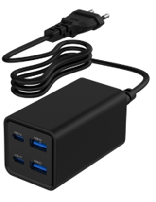 Изображение Lādētājs Gembird 4-port 65 W GaN USB PowerDelivery Fast Charger Black
