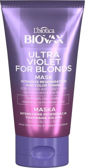 Изображение L'BIOTICA_Biovax Ultra Violet For Blonds Mask intensywnie regenerujca maska tonujca do wosów blond i siwych 150ml