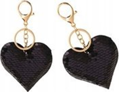 Изображение LeanToys Brelok Serce Cekiny Dwustronne Srebrny Czarny