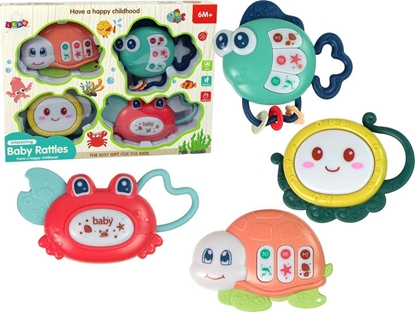 Picture of LeanToys Dziecicy Zestaw Grzechotek 4 Sztuki ów Rybka Zwierzta Morskie Gryzak