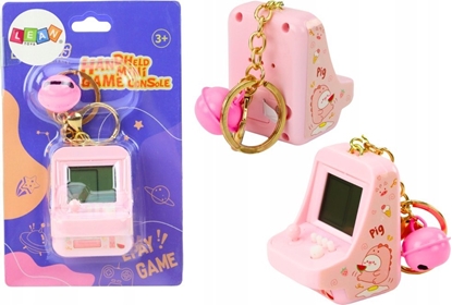 Attēls no LeanToys Gra Elektroniczna Tetris Kieszonkowa Brelok Róowa