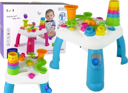 Picture of LeanToys Interaktywny Stolik Edukacyjny Sorter Zjedalnia Pieczek Niebieski