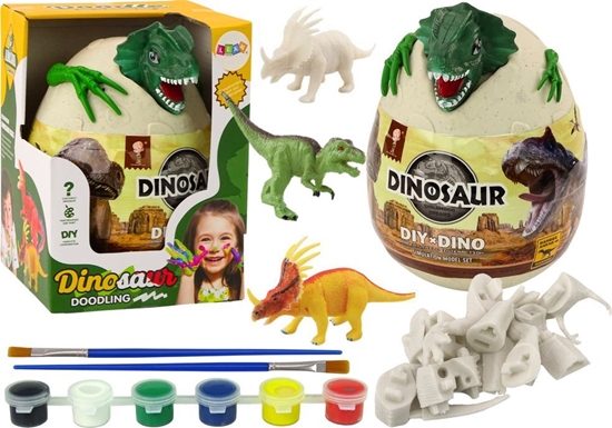 Picture of LeanToys Jajo Z Dinozaurami Do Malowania Farbki Pdzelki DIY Zielony LEAN Toys