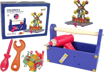 Изображение LeanToys Klocki Konstrukcyjne W Skrzynce Majsterkowanie Wiertarka DIY