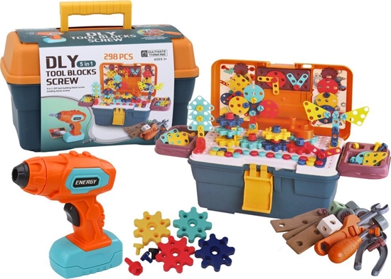 Picture of LeanToys Klocki Puzzle Konstrukcyjne 3D W Skrzynce DIY Rozkrcanie Wiertarka