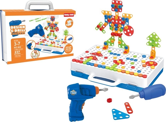 Picture of LeanToys Kreatywny Zestaw Majsterkowicza Klocki DIY Wiertarka Walizka