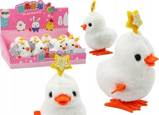 Picture of LeanToys Kurczak Biaa Kura Z Gwiazdk Biay Nakrcany Skaczcy