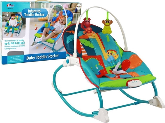 Изображение LeanToys Leaczek Bujaczek 2w1 Dziecicy Bujak Fotelik Dwiki Wibracje Dinozaury