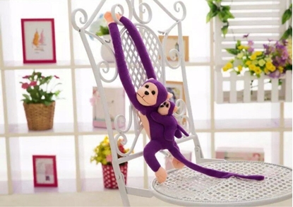 Picture of LeanToys Maskotka Pluszowa Mapka z Dzieckiem Fioletowa 70 cm