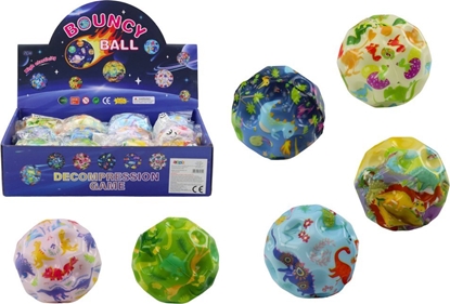 Изображение LeanToys Pieczka wiecca Do Odbijania Ugniatania z Wypustkami Dinozaury 7cm