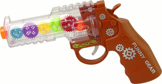 Picture of LeanToys Pistolet Kolorowe wiata Dwik Brzowy