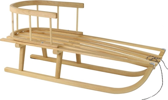 Изображение LeanToys Sanki Drewniane Z Oparciem Sznurek Saneczki Due