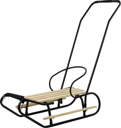 Изображение LeanToys Sanki Metalowe z Pchaczem Oparcie Pasek Czarne