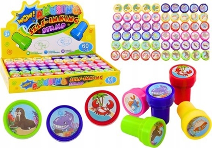 Изображение LeanToys Stempelki Ozdobne 12 Wzorów Zwierzt Wodnych 6 Kolorów