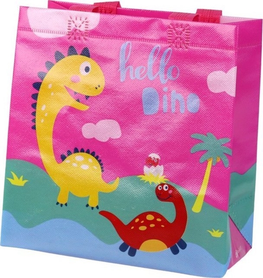 Изображение LeanToys Torba Prezentowa Dinozaur Róowa 23cm x 21,5cm x 11cm