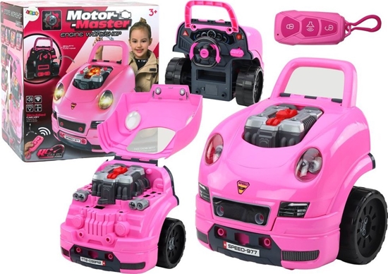 Изображение LeanToys Warsztat Silnik Auto Do Rozkrcania Zestaw Majsterkowicza Róowy