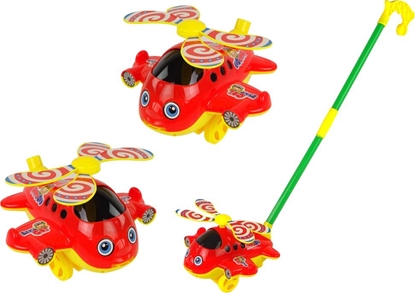 Picture of LeanToys Wesoy Samolot Pchacz Kij Dzwonek Czerwony