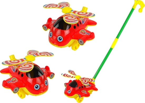 Picture of LeanToys Wesoy Samolot Pchacz Kij Dzwonek Czerwony