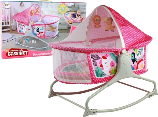 Изображение LeanToys Wielofunkcyjne óeczko Bujaczek 2w1 Mata Dziecica Dwiki Wibracje Róowa