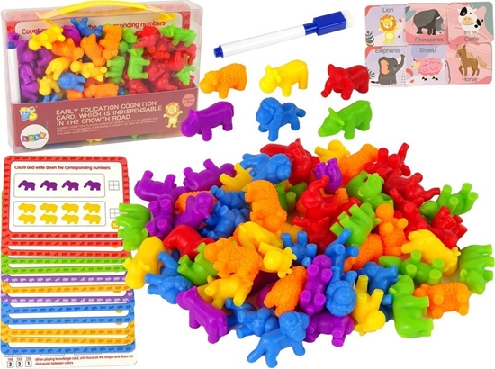 Picture of LeanToys Zabawka Edukacyjna Zwierzta Karty Zada Liczenie Sorter 60 Elementów LEAN Toys