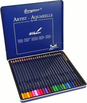 Picture of LeanToys Zestaw 24 Kredek Akwarelowych Metalowy Pojemnik